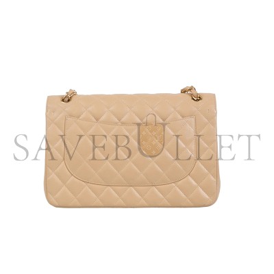 CHANEL JUMBO CLASSIC DOUBLE FLAP BAG BEIGE CAVIAR GOLD HARDWARE (30*21*9cm)